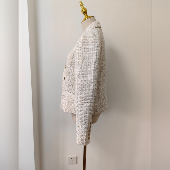 L'AGENCE Brooke double-breasted metallic cotton-blend bouclé-tweed blazer - Picture 13 of 15